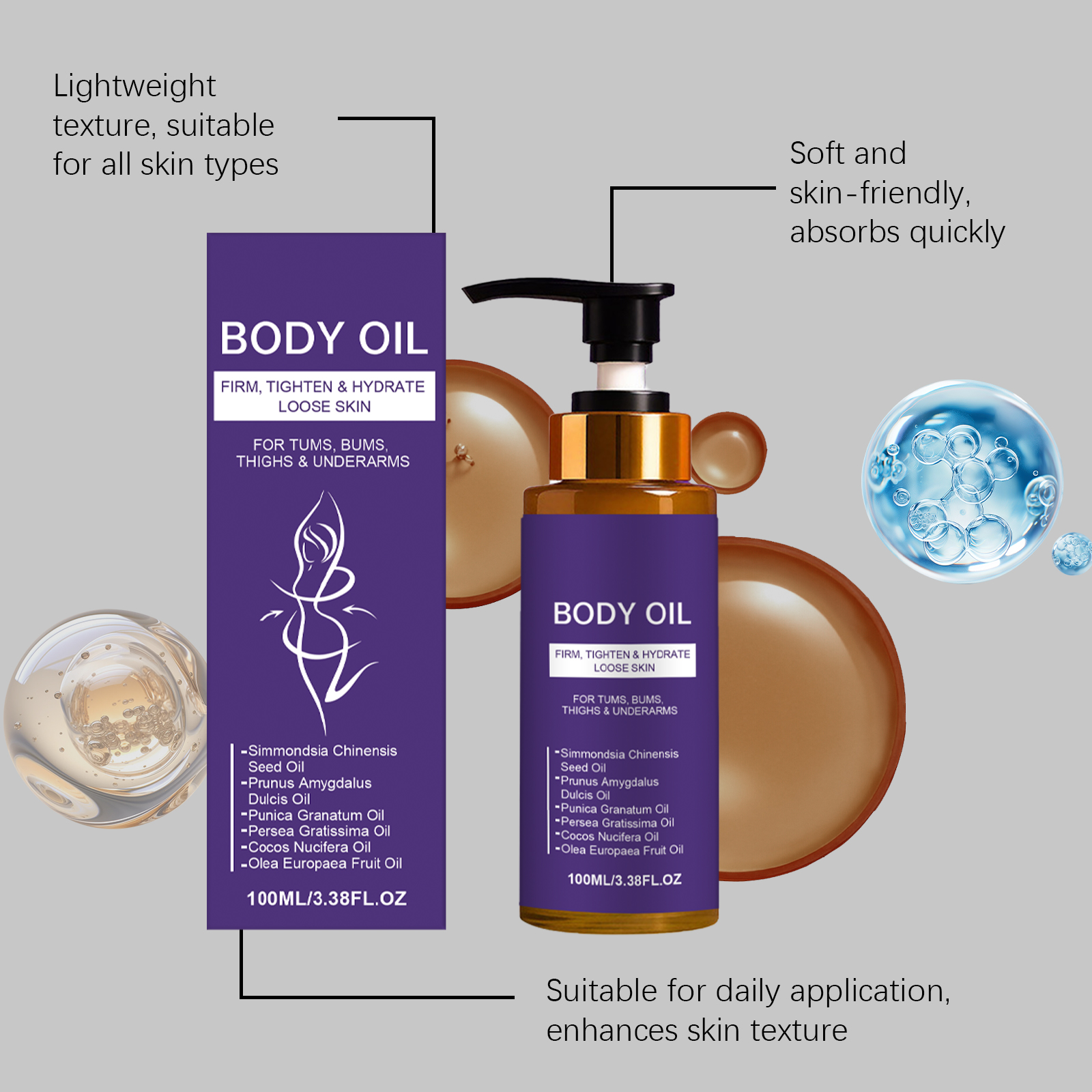 Body Care Oil Infused Various Fruit Extracts Soft Aroma Smooth Texture Hydrate Moisturize Full Body Skin