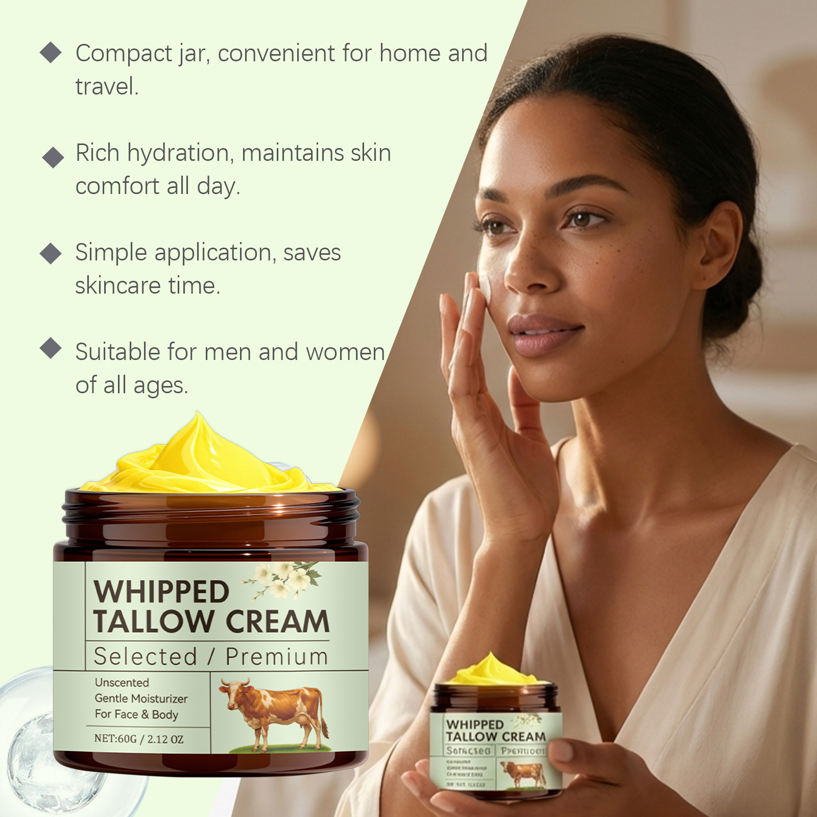 Light Butter Care Cream Fragrance Free Facial Body Multi Purpose Hydrating Softening Full Skin Suitable Moisturizing Lotion