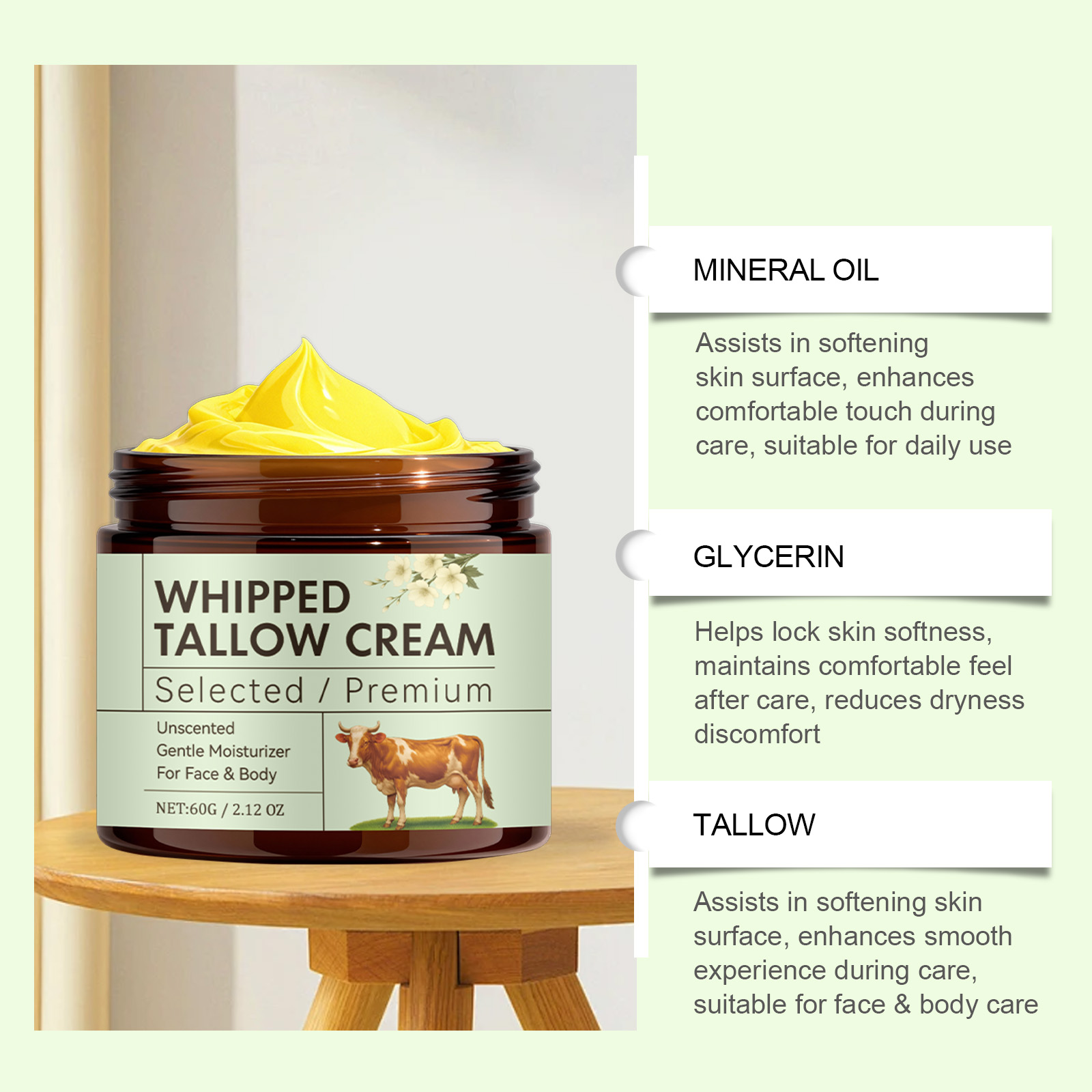 Light Butter Care Cream Fragrance Free Facial Body Multi Purpose Hydrating Softening Full Skin Suitable Moisturizing Lotion