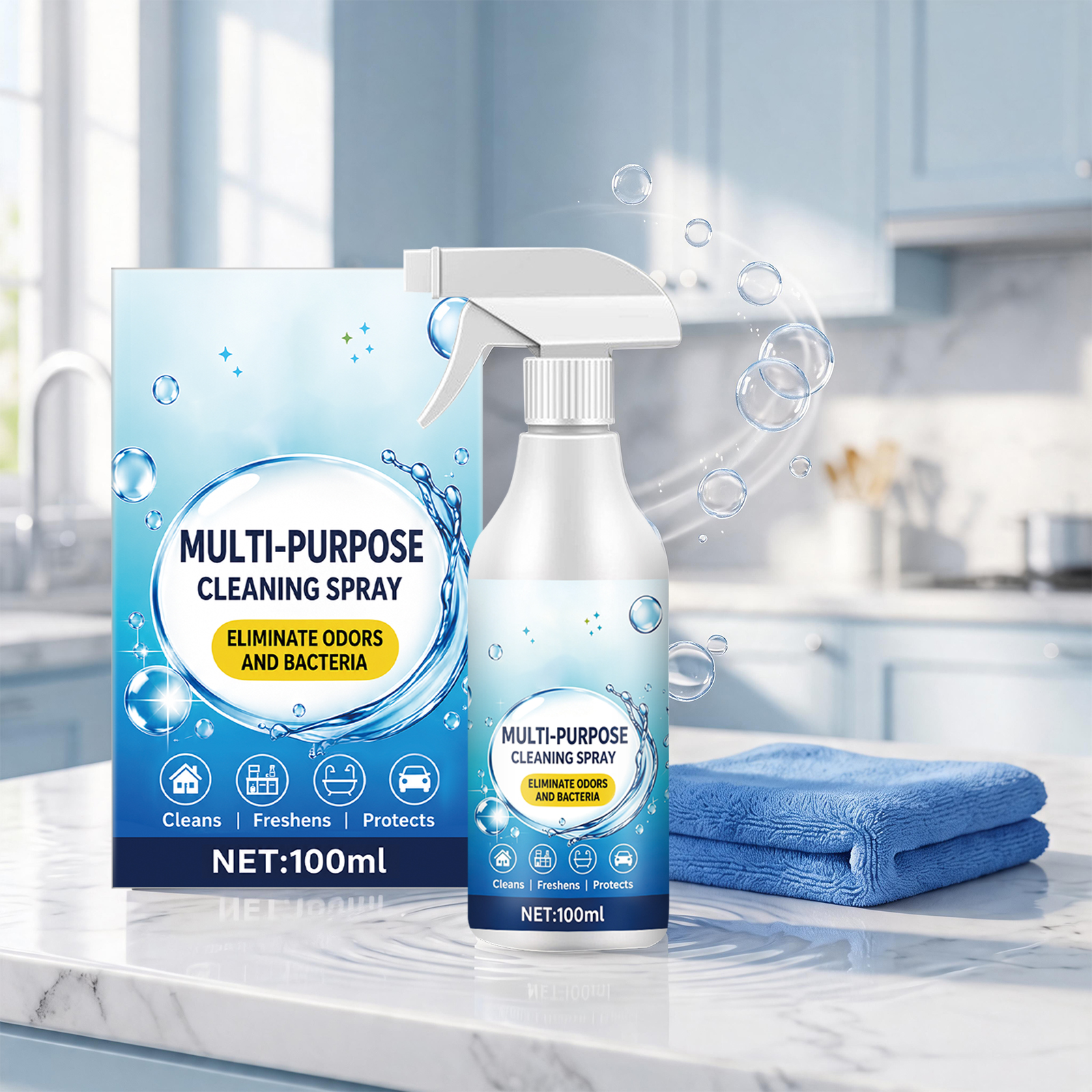Household Multipurpose Cleaning Spray Clean Countertop Sink Door Window Tile Kitchen Bathroom Dust Soap Scale Water Stain