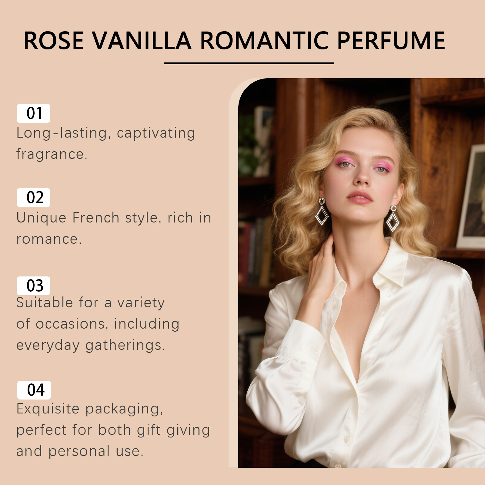 Rose Vanilla French Romantic Fragrance Layered Notes Sweet Delicate Daily Portable Eau De Toilette Spray