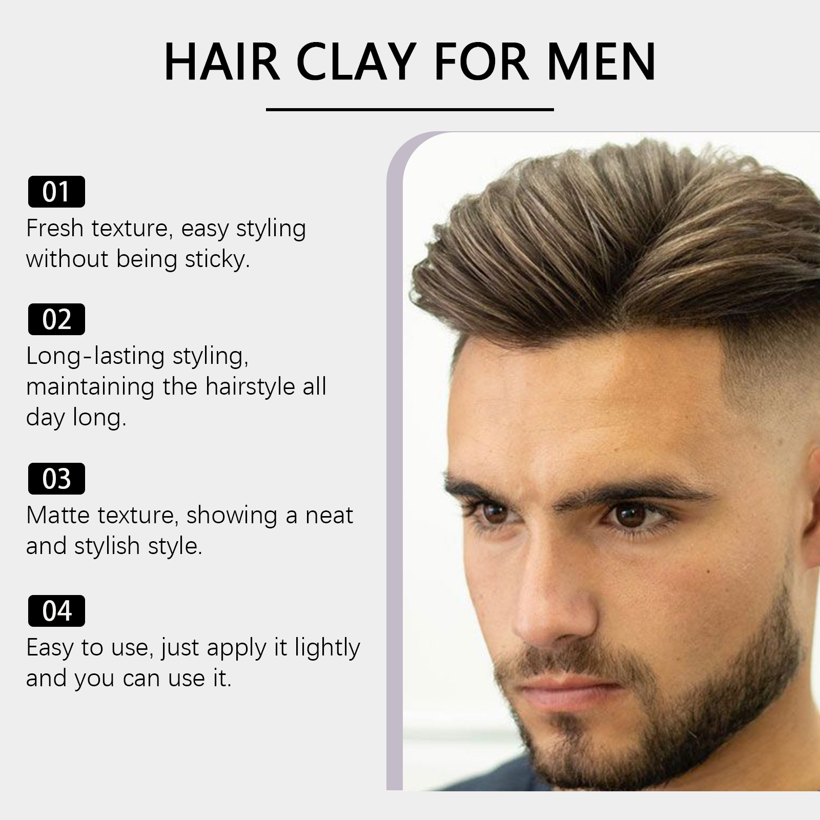 Men Styling Hair Clay For Natural Fluffy Soft Shiny Long Lasting Matte Texture Hair