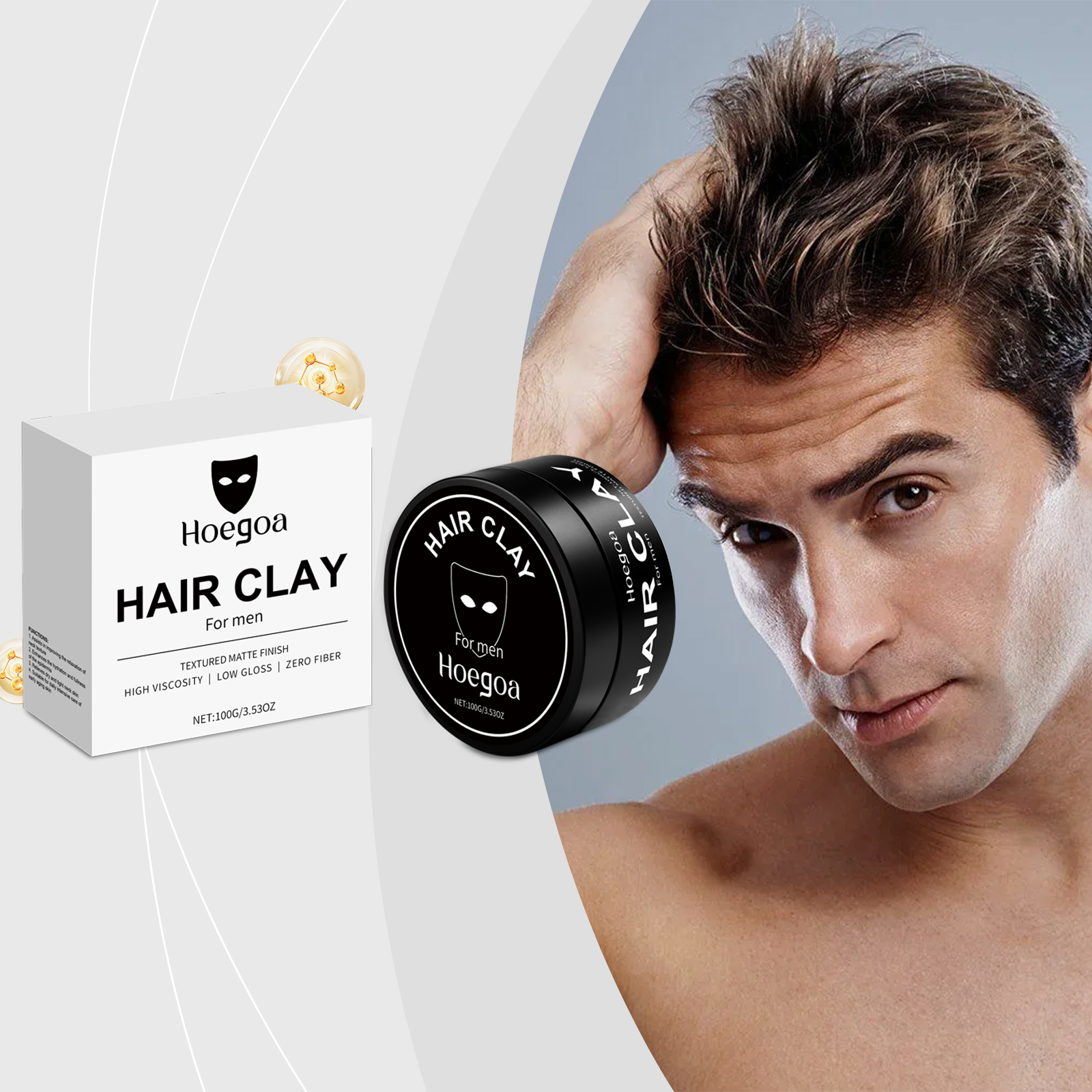 Men Styling Hair Clay For Natural Fluffy Soft Shiny Long Lasting Matte Texture Hair