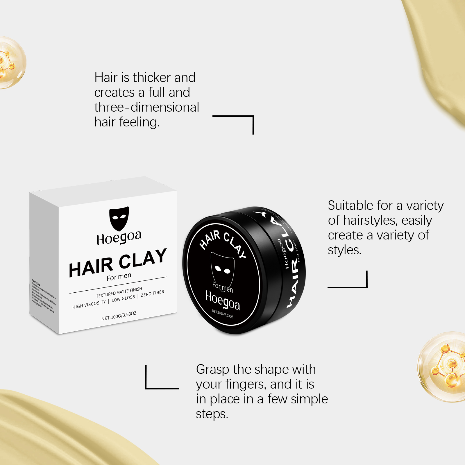 Men Styling Hair Clay For Natural Fluffy Soft Shiny Long Lasting Matte Texture Hair