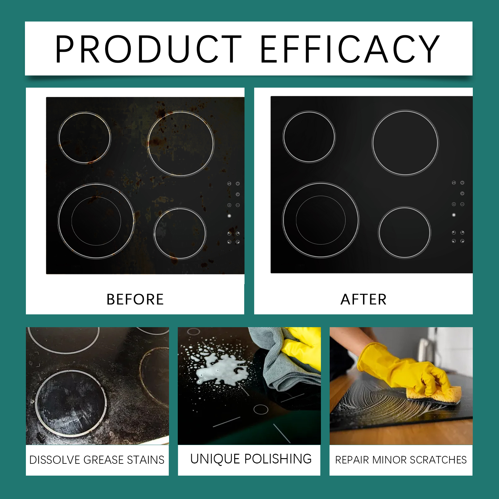 Glass Stove Cleaning Polishing Agent Household Kitchen Induction Ceramic Stove Stain Remover Cleaner