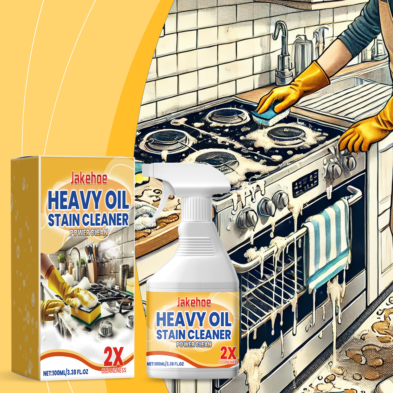 Kitchen Degreasing Cleaning Spray Heavy Oil Cleaner Range Hood Stove Kitchenware Stain Remover Clean