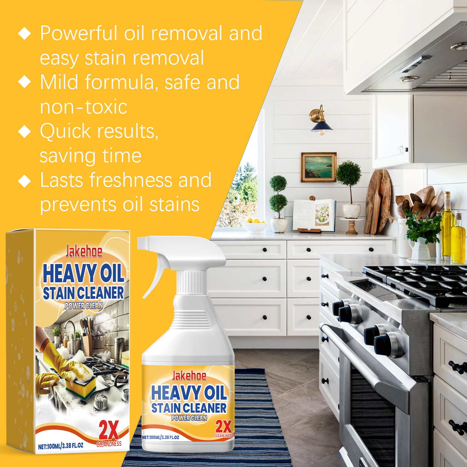 Kitchen Degreasing Cleaning Spray Heavy Oil Cleaner Range Hood Stove Kitchenware Stain Remover Clean