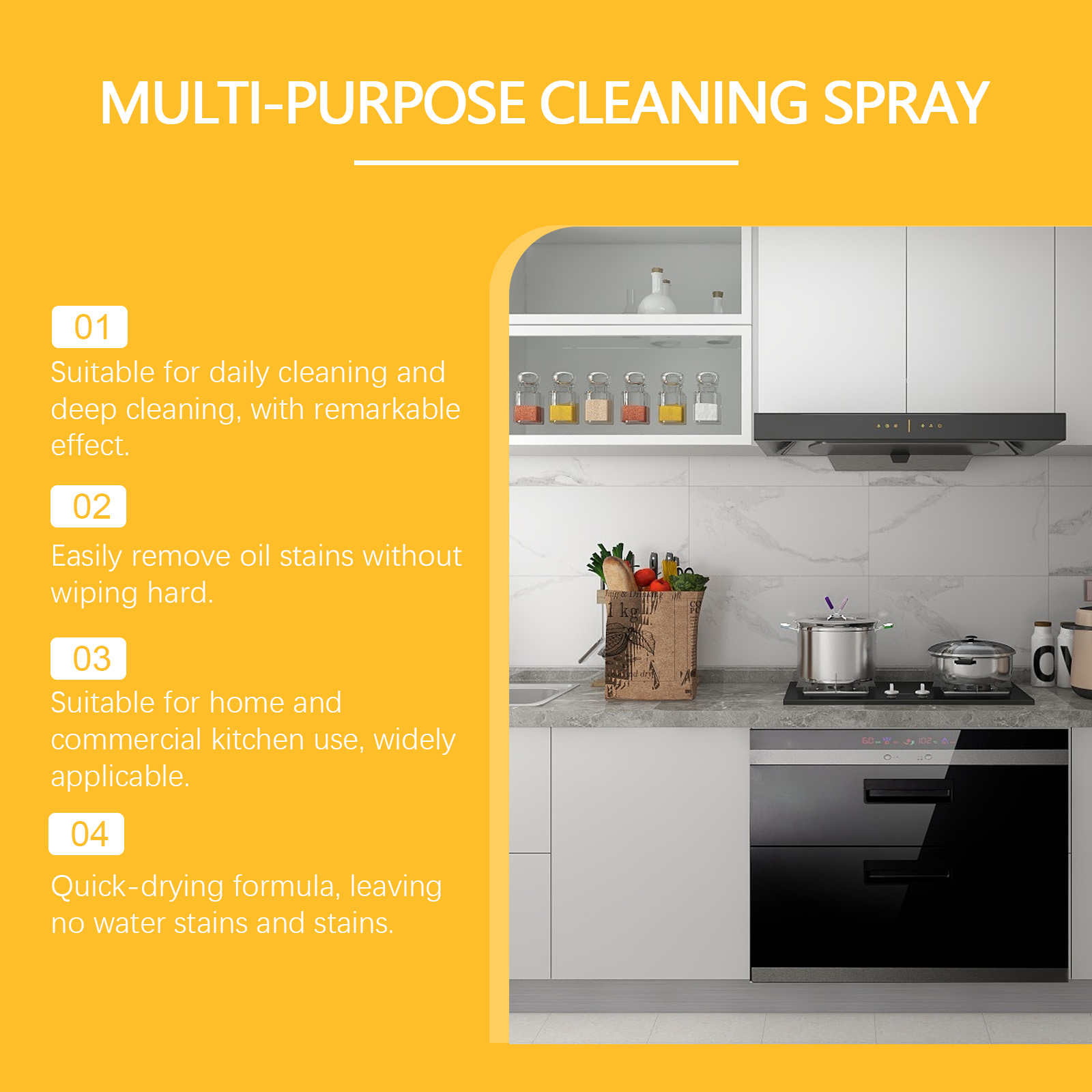 Kitchen Degreasing Cleaning Spray Heavy Oil Cleaner Range Hood Stove Kitchenware Stain Remover Clean