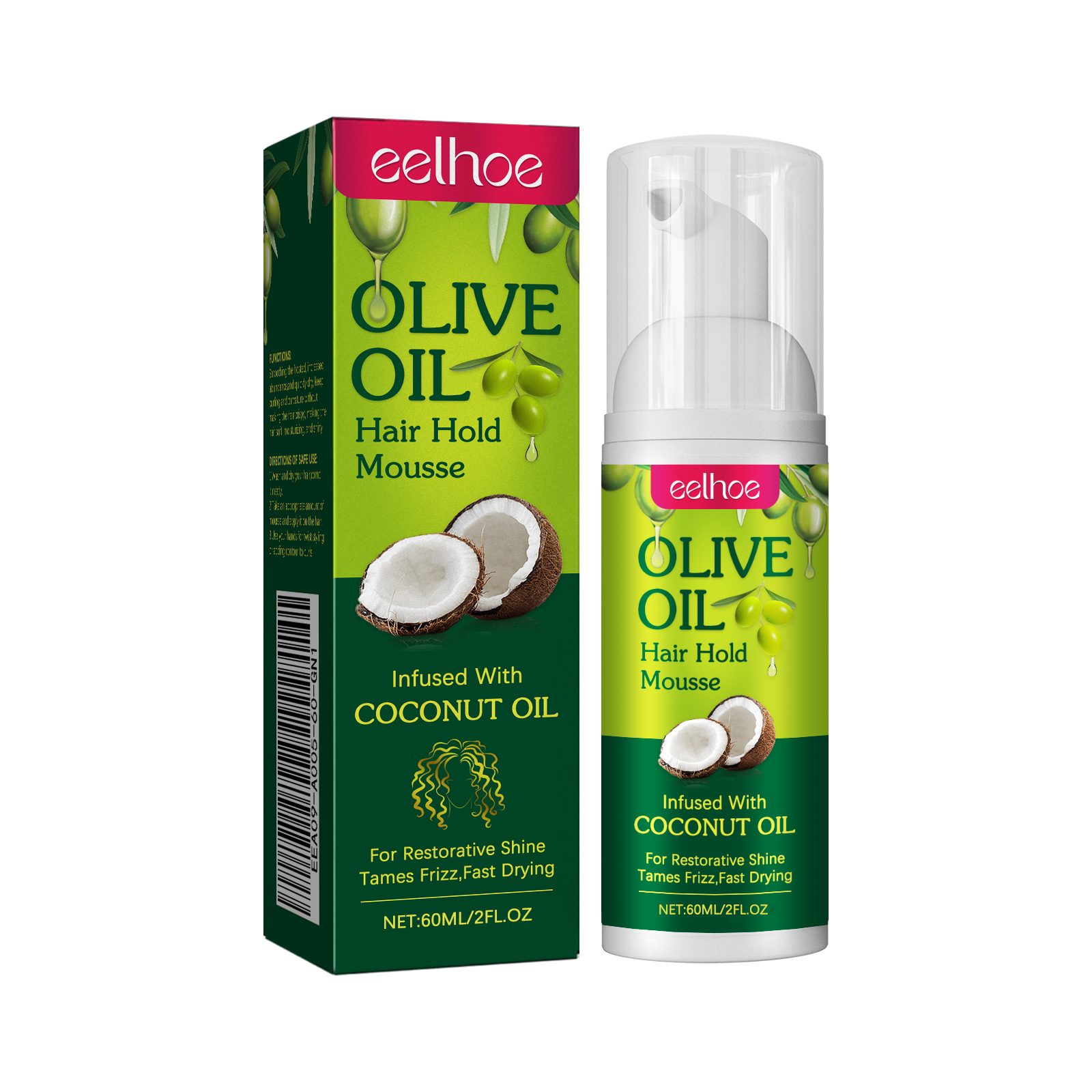 Olive Oil Hair Styling Mousse Curl Defining Frizz Control Volumizing Fast Drying For Natural Waves Daily Care