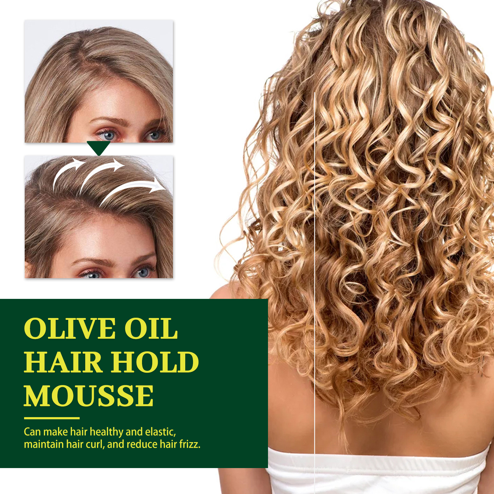Olive Oil Hair Styling Mousse Curl Defining Frizz Control Volumizing Fast Drying For Natural Waves Daily Care