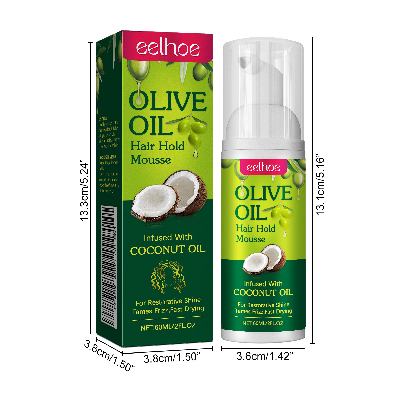 Olive Oil Hair Styling Mousse Curl Defining Frizz Control Volumizing Fast Drying For Natural Waves Daily Care