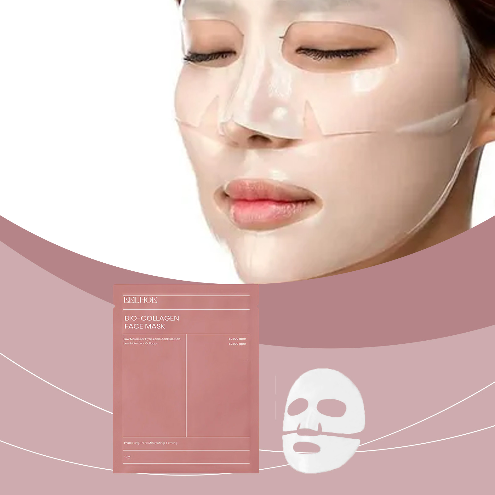 Collagen Face Mask Sheet Hydrating Plumping Nourishing For Glowing Skin Daily Moisture Lock Care