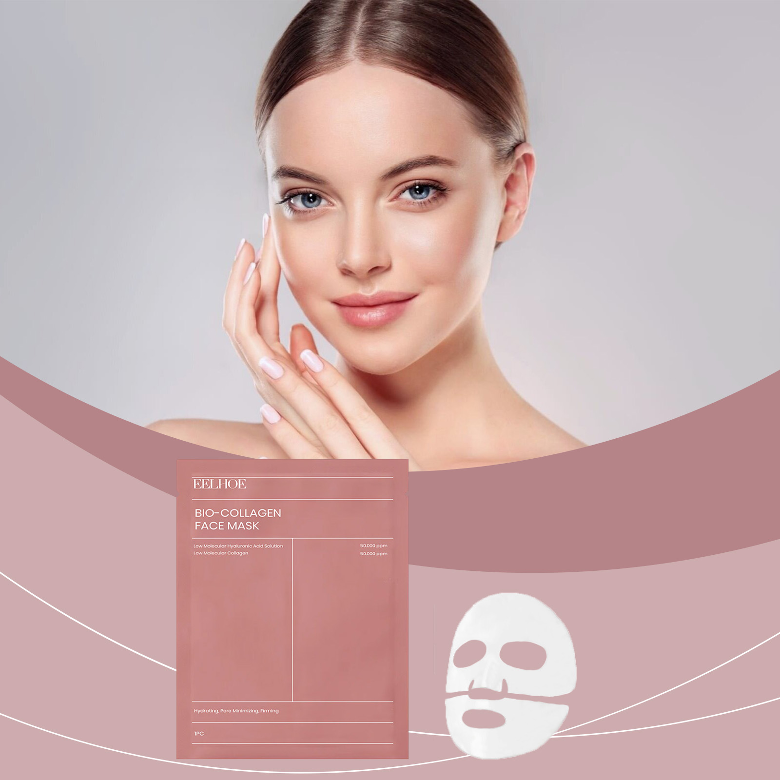 Collagen Face Mask Sheet Hydrating Plumping Nourishing For Glowing Skin Daily Moisture Lock Care
