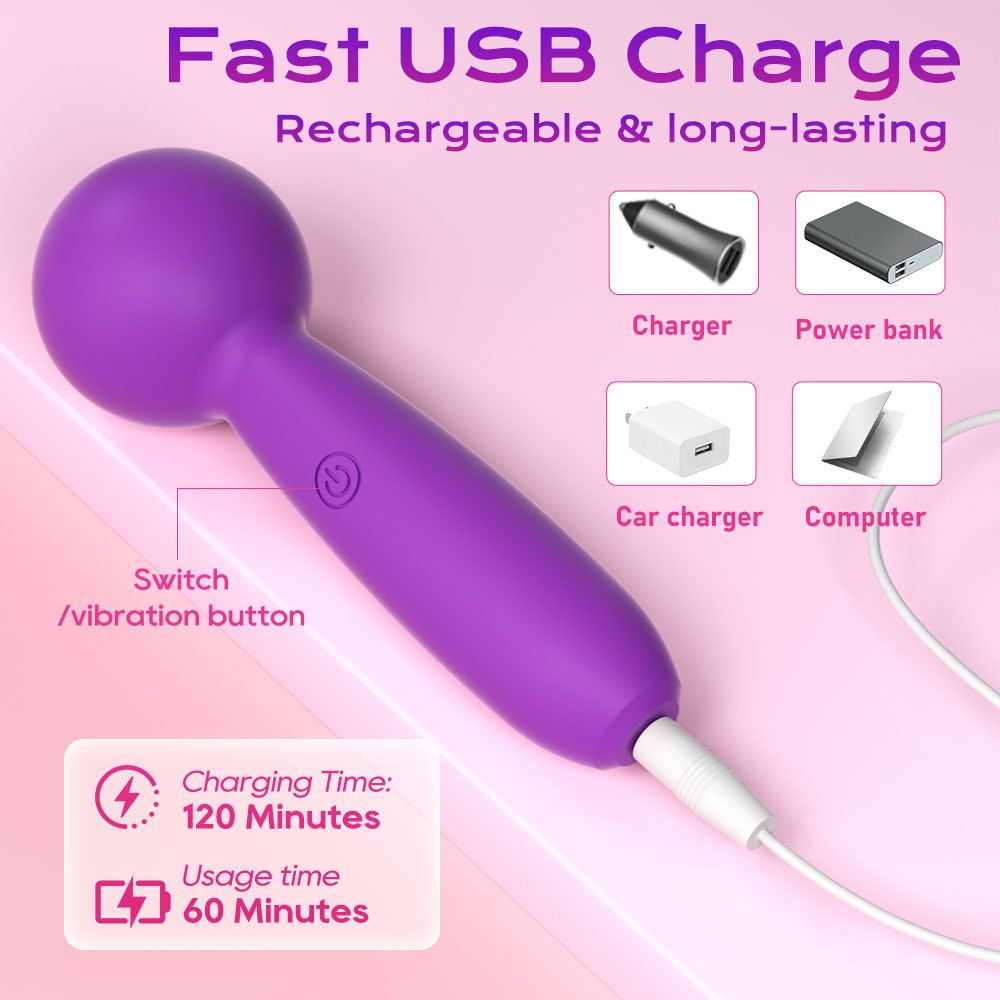 (Purple) Silicone Vibrator Sex Toys Mini AV Wand For Women Clitoral Stimulation Masturbation Massager Adult Sex Toy G-Spot Vibrator 10 Frequency 