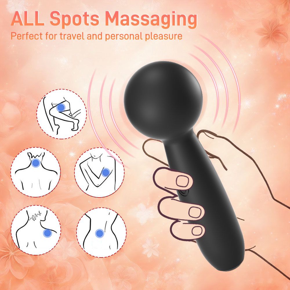(Black) Silicone Vibrator Sex Toys Mini AV Wand For Women Clitoral Stimulation Masturbation Massager Adult Sex Toy G-Spot Vibrator 10 Frequency 