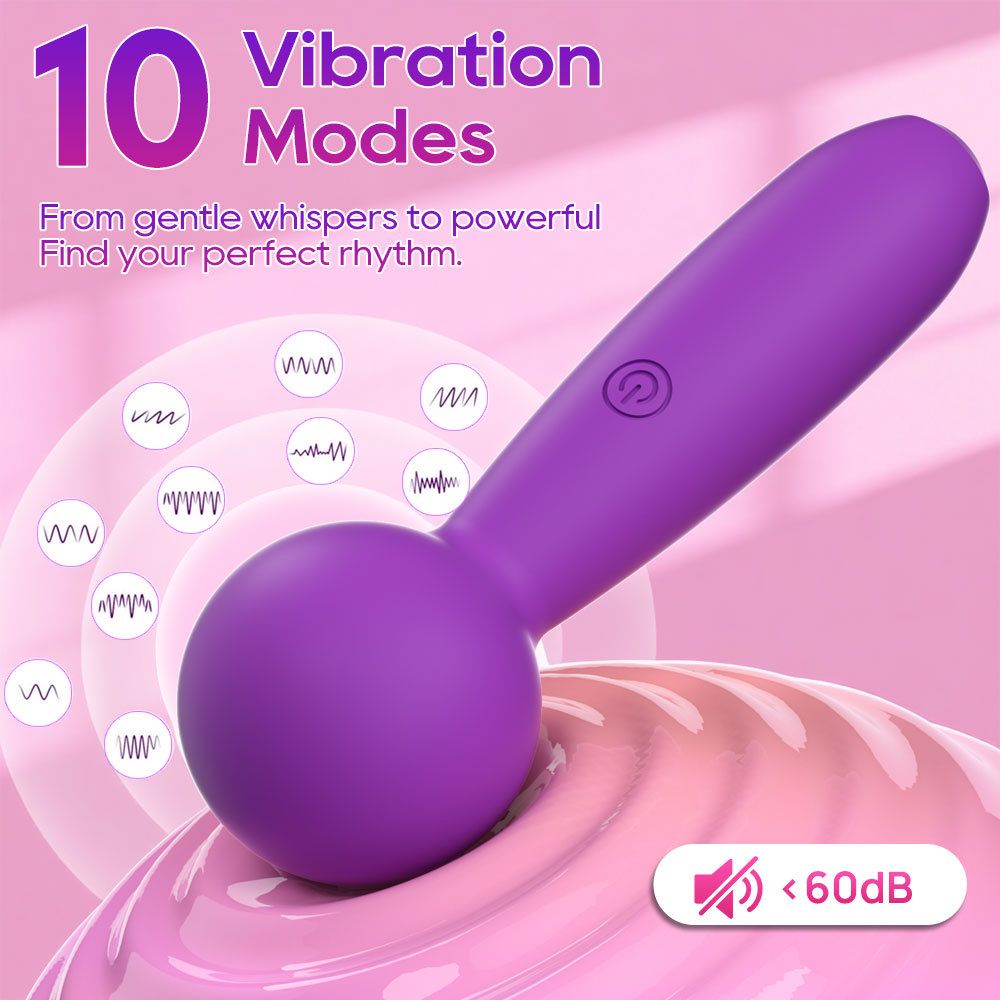 (Purple) Silicone Vibrator Sex Toys Mini AV Wand For Women Clitoral Stimulation Masturbation Massager Adult Sex Toy G-Spot Vibrator 10 Frequency 