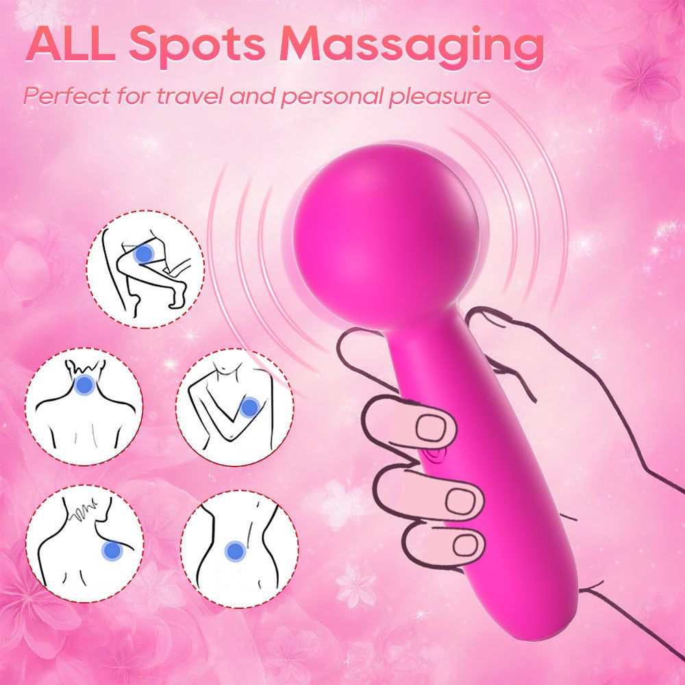 (Rose Red) Silicone Vibrator Sex Toys Mini AV Wand For Women Clitoral Stimulation Masturbation Massager Adult Sex Toy G-Spot Vibrator 10 Frequency 