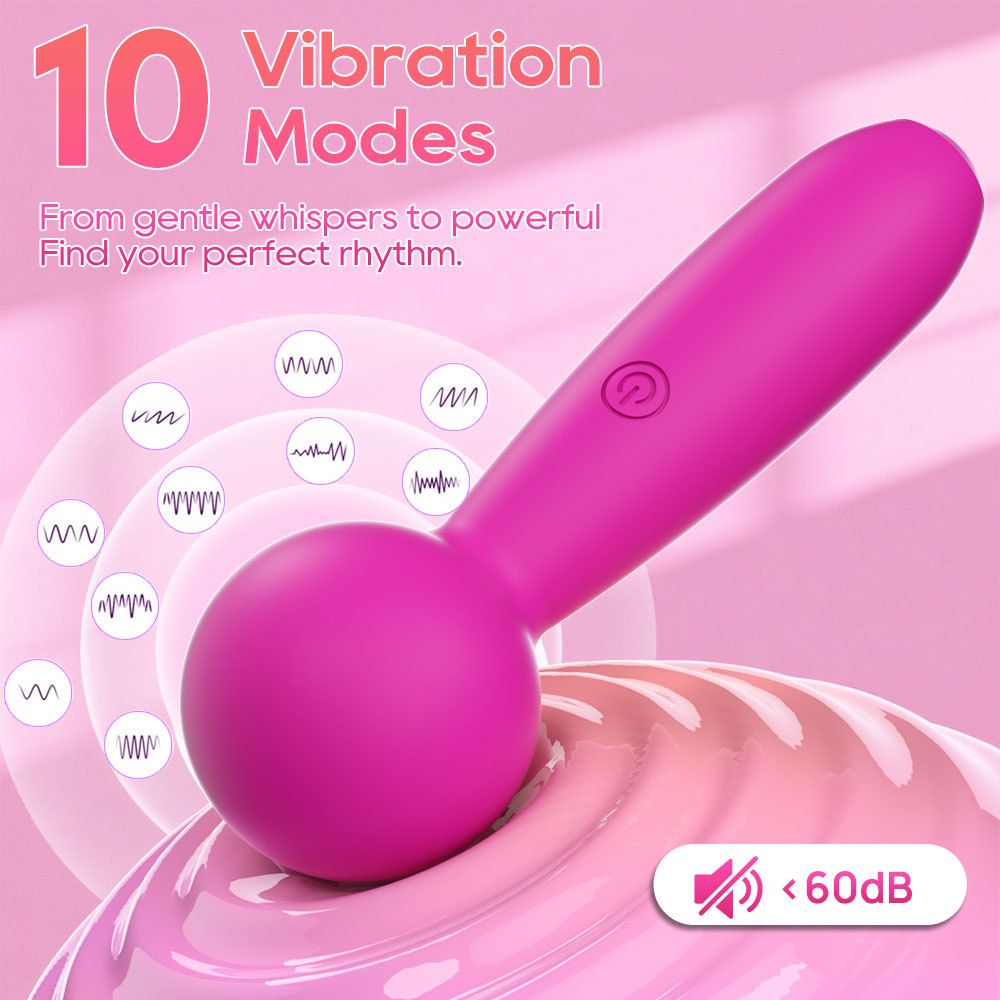 (Rose Red) Silicone Vibrator Sex Toys Mini AV Wand For Women Clitoral Stimulation Masturbation Massager Adult Sex Toy G-Spot Vibrator 10 Frequency 