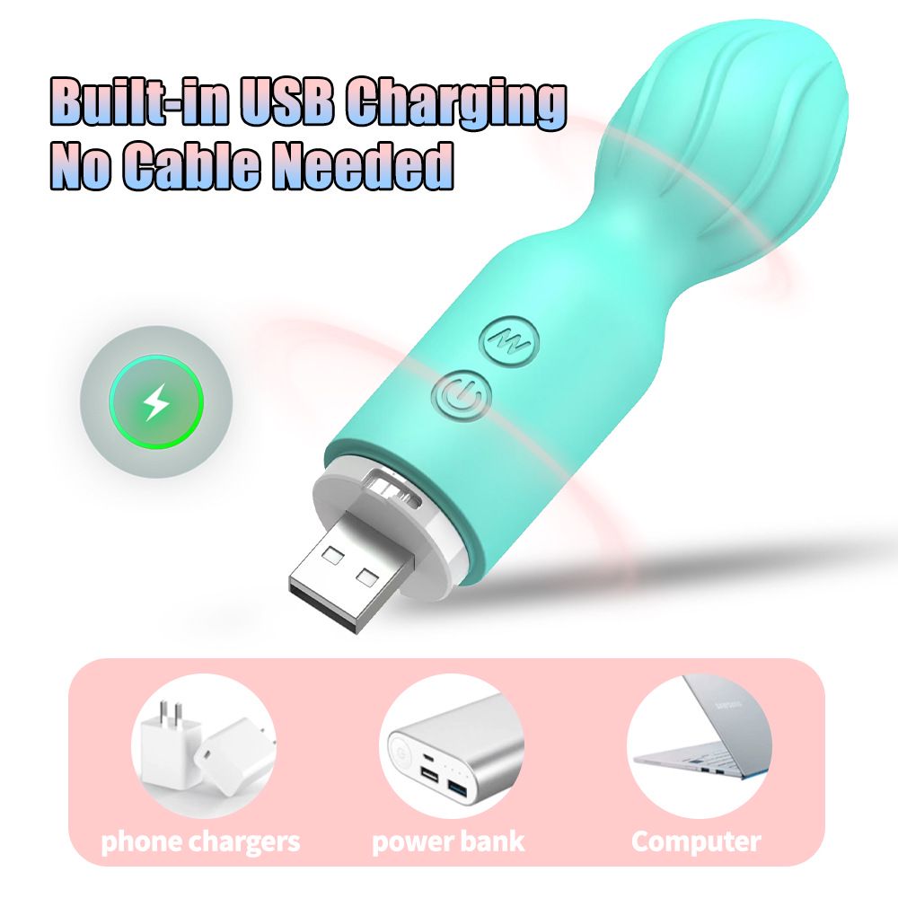 (Green) Adult Sex Toy AV Wand Mini Vibrating Wand Massage Strong Vibration Masturbator Rechargeable 10 Frequency Female Masturbation Clitoral Stimulator 
