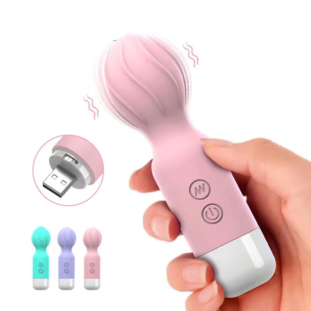 (Green) Adult Sex Toy AV Wand Mini Vibrating Wand Massage Strong Vibration Masturbator Rechargeable 10 Frequency Female Masturbation Clitoral Stimulator 