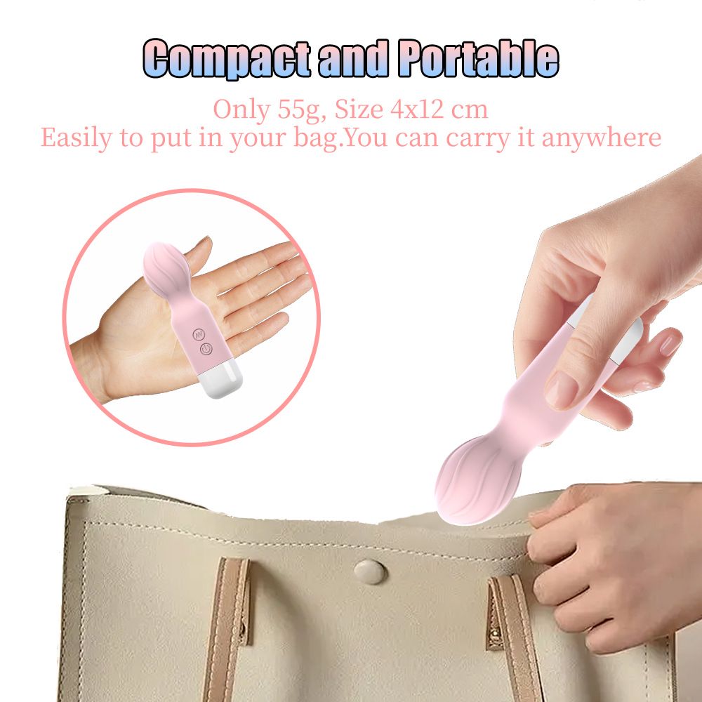 (Pink) Adult Sex Toy AV Wand Mini Vibrating Wand Massage Strong Vibration Masturbator Rechargeable 10 Frequency Female Masturbation Clitoral Stimulator 