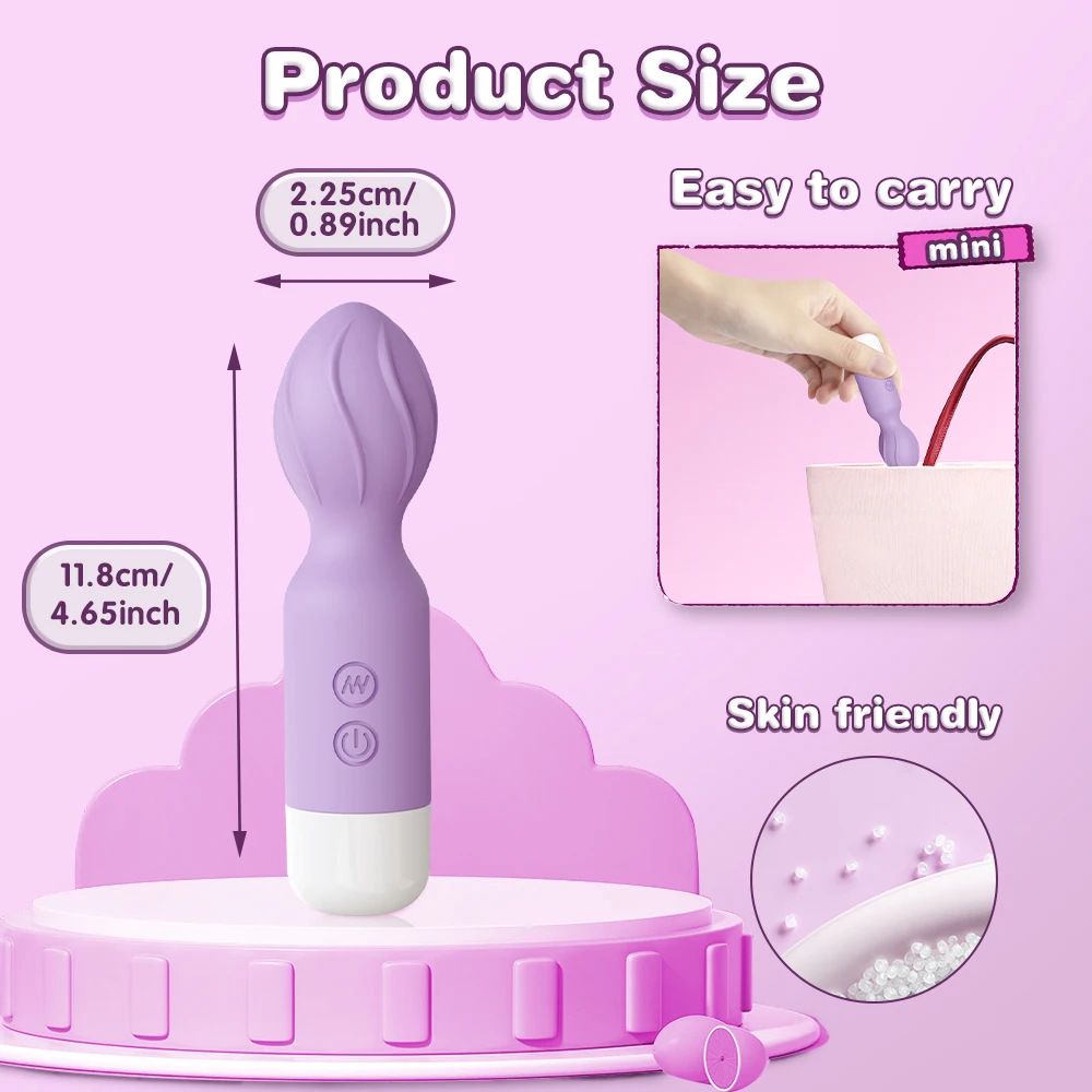 (Purple) Adult Sex Toy AV Wand Mini Vibrating Wand Massage Strong Vibration Masturbator Rechargeable 10 Frequency Female Masturbation Clitoral Stimulator 