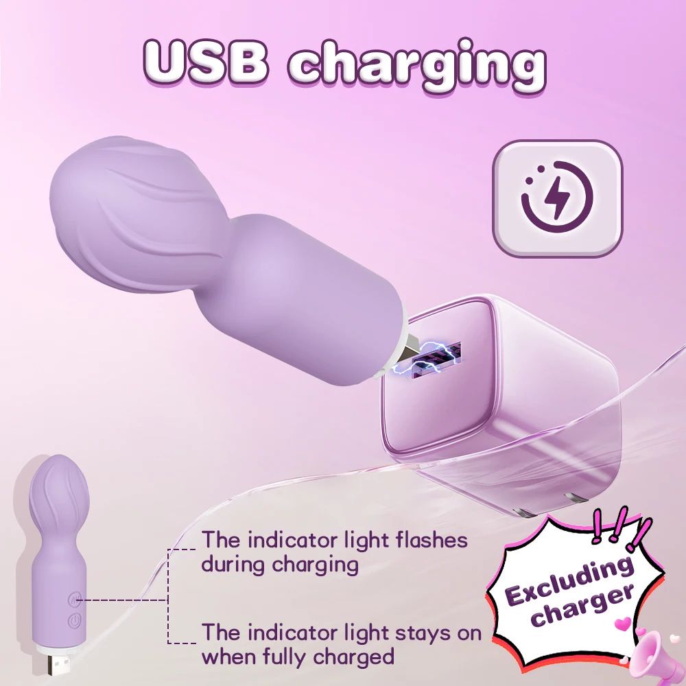 (Purple) Adult Sex Toy AV Wand Mini Vibrating Wand Massage Strong Vibration Masturbator Rechargeable 10 Frequency Female Masturbation Clitoral Stimulator 