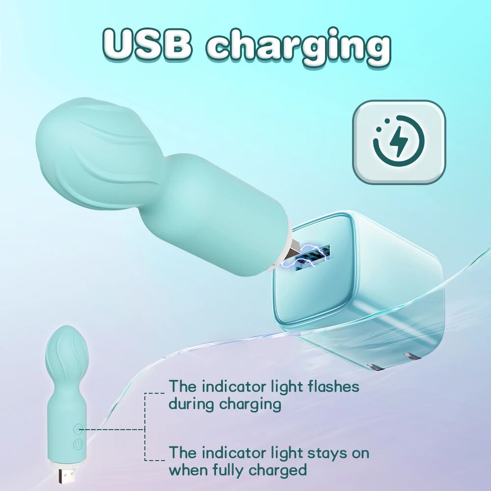 (Green) Adult Sex Toy AV Wand Mini Vibrating Wand Massage Strong Vibration Masturbator Rechargeable 10 Frequency Female Masturbation Clitoral Stimulator 