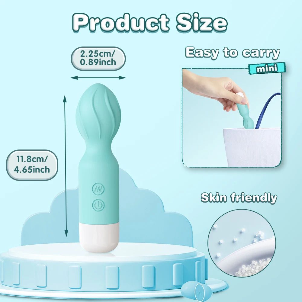 (Green) Adult Sex Toy AV Wand Mini Vibrating Wand Massage Strong Vibration Masturbator Rechargeable 10 Frequency Female Masturbation Clitoral Stimulator 