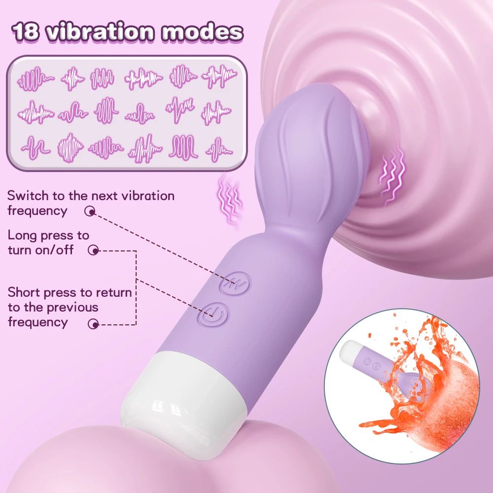 (Purple) Adult Sex Toy AV Wand Mini Vibrating Wand Massage Strong Vibration Masturbator Rechargeable 10 Frequency Female Masturbation Clitoral Stimulator 