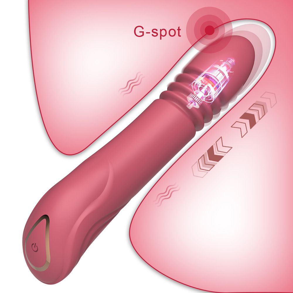(Red) Vibrating Wand Sex Toys Vibrator for Women Fully Automatic Telescopic Cannon Massage Wand Women Insertable Female Masturbation Telescopic Wand