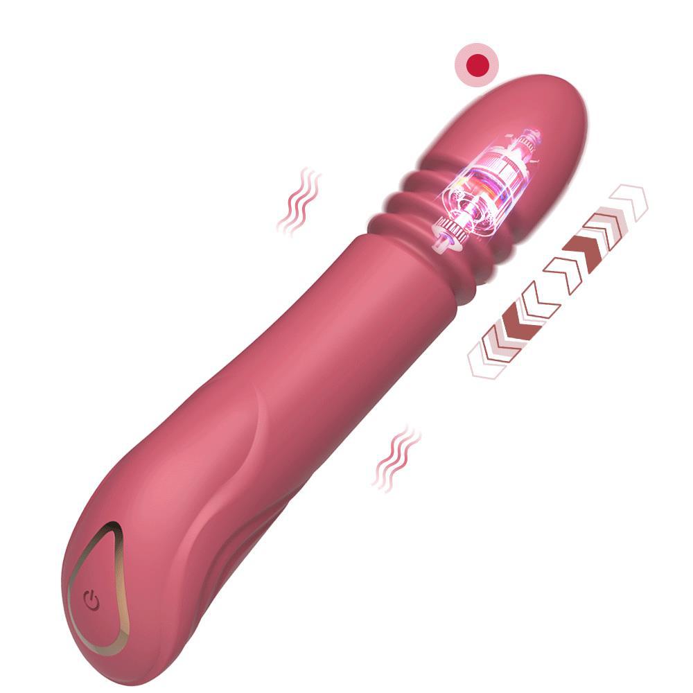 (Red) Vibrating Wand Sex Toys Vibrator for Women Fully Automatic Telescopic Cannon Massage Wand Women Insertable Female Masturbation Telescopic Wand