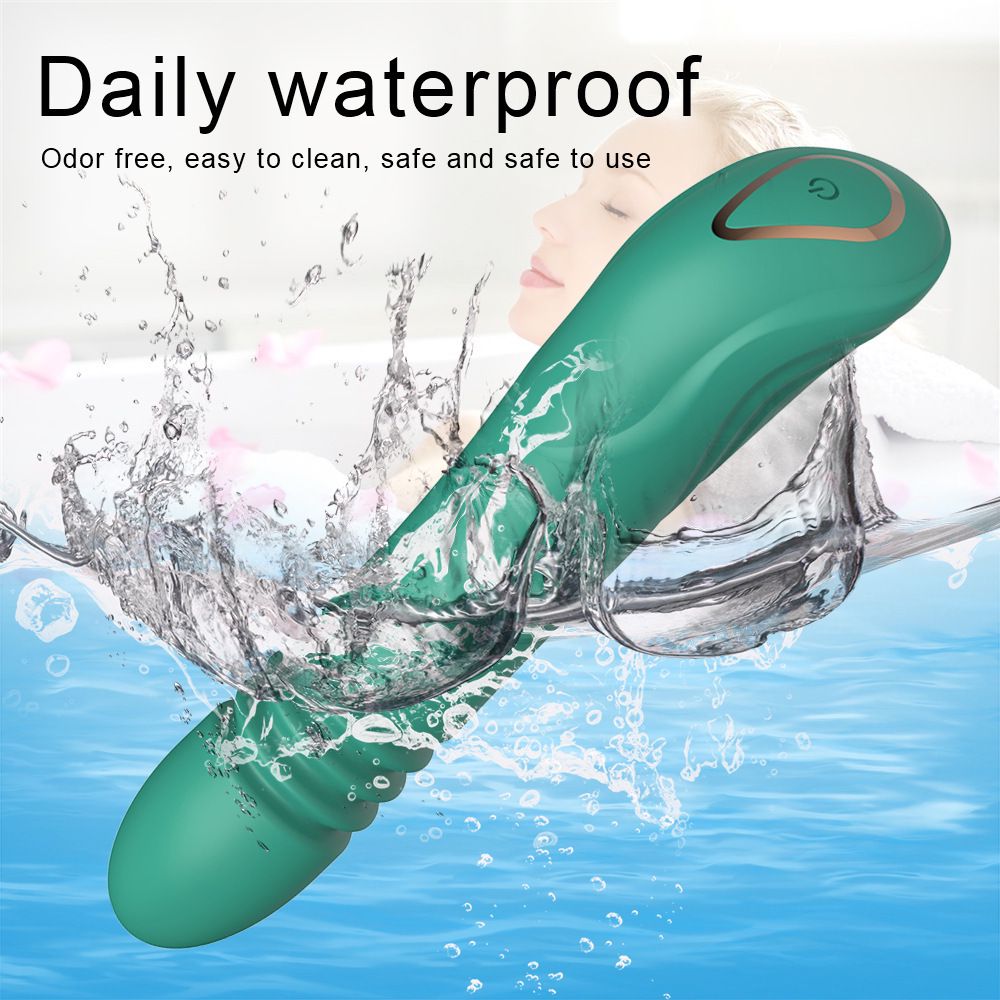 (Red) Vibrating Wand Sex Toys Vibrator for Women Fully Automatic Telescopic Cannon Massage Wand Women Insertable Female Masturbation Telescopic Wand