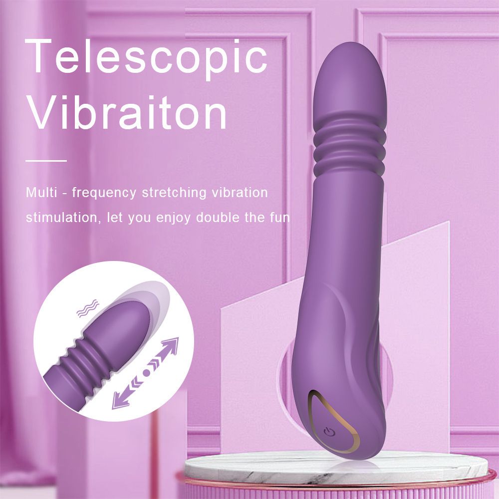 (Red) Vibrating Wand Sex Toys Vibrator for Women Fully Automatic Telescopic Cannon Massage Wand Women Insertable Female Masturbation Telescopic Wand