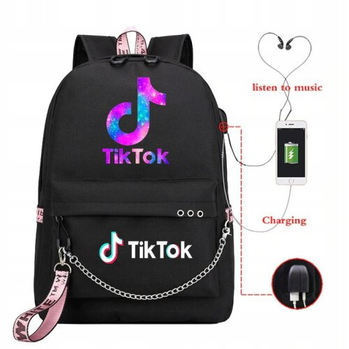 (Black2) Tik Tok Backpack Shoulder Bag Schoolbag Rucksack Boys Girls New Term Gift