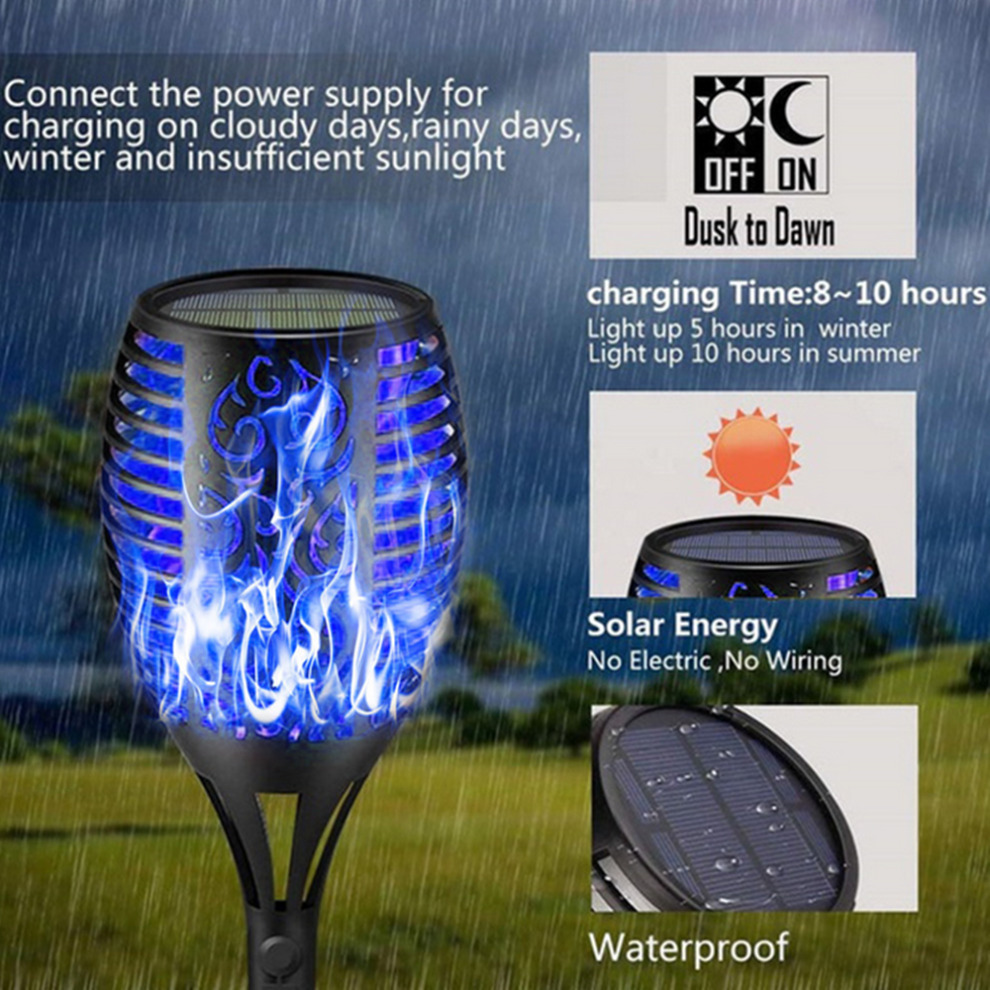 (1 Pack) 7 Color Solar Led garden Flame Torch Light