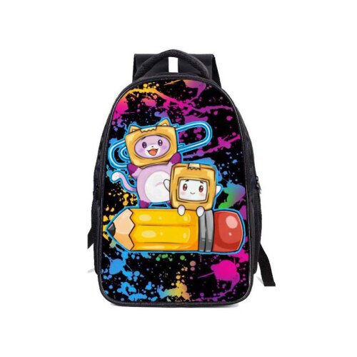 Lankybox Backpack 3D Printing Casual School Bags Daypack Bookbag Shoulder Bag Cartoon Anime School Supplies For Teenagers Girls Blue