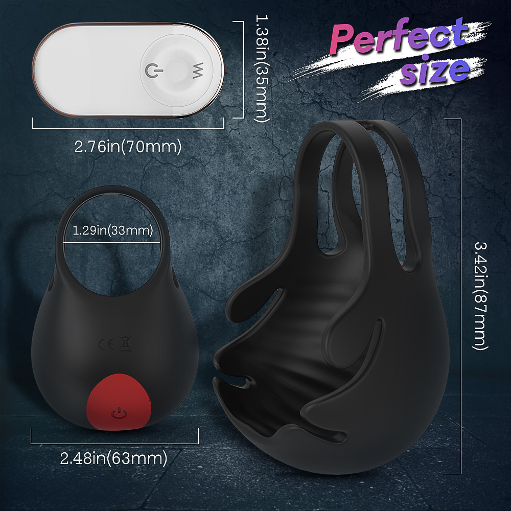 Vibrating Peni Ring Testicular Vibrator Penis Cage Cock Massager Ball Ring Sex Adult Toys Remote Control for Men Testicles Stimulates