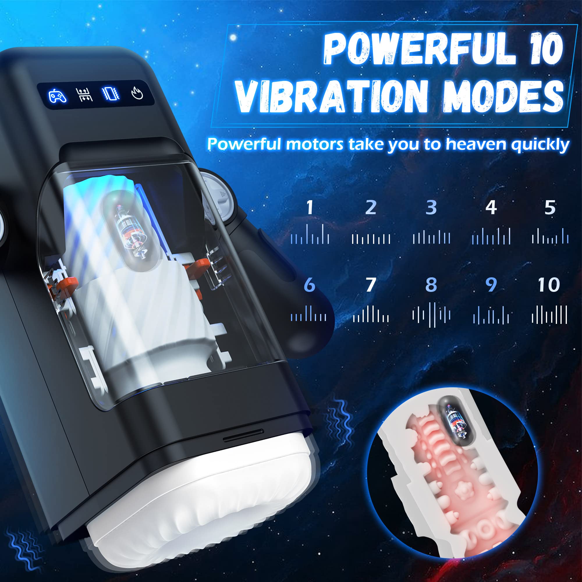 Automatic Male Masturbator Cup Realistic Sex Toys for Men Automatic Stroker Sucking Pocket Pussy Adult Toys with 10 Thrusting Vibration Modes and Heating Function Best for Penis Stimulation Masturbation