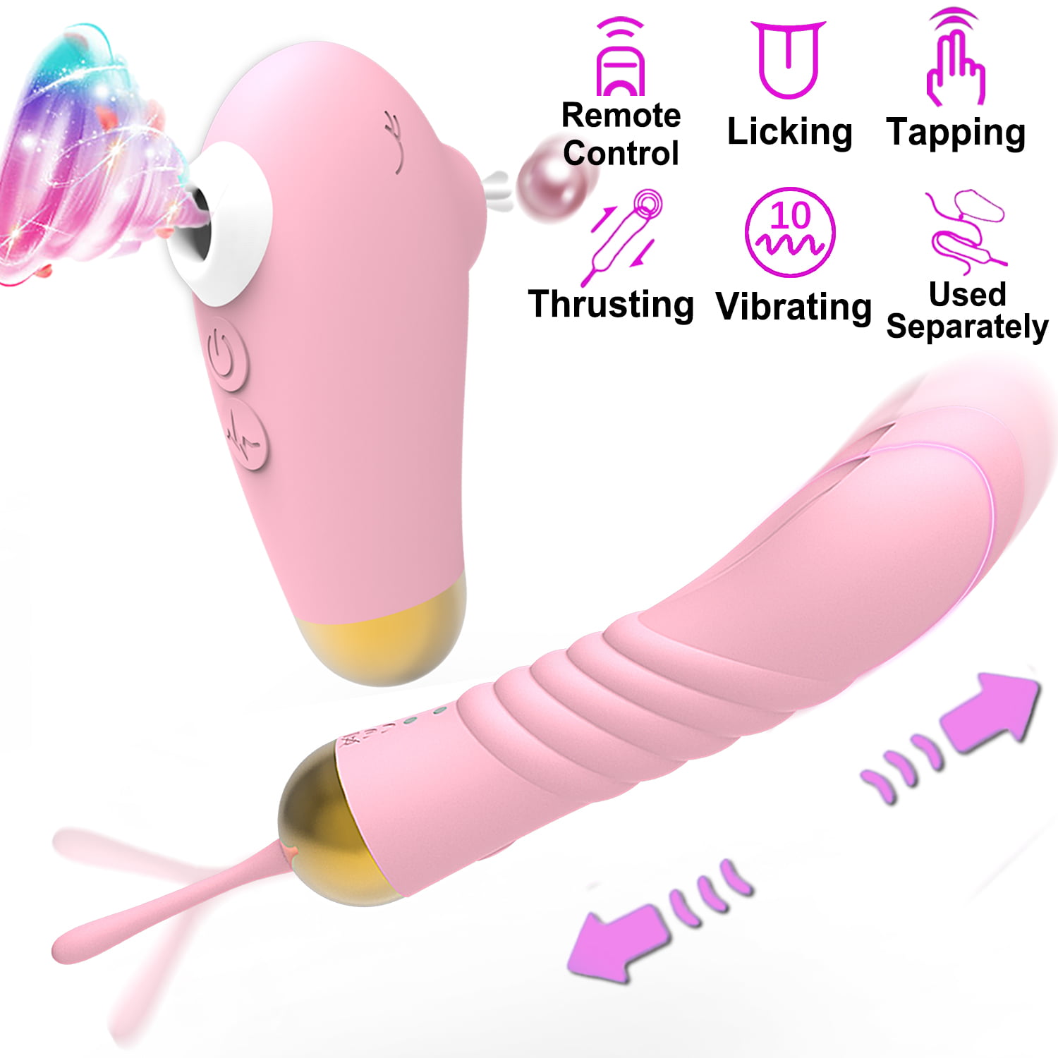 Vibrator Clitoral Licking Sex Toys Thrusting Dildo Personal Massager Suction Adult Products Accessories Remote Control for Couples Women Clit G Spot Stimulation Sexual Pleasure Tool