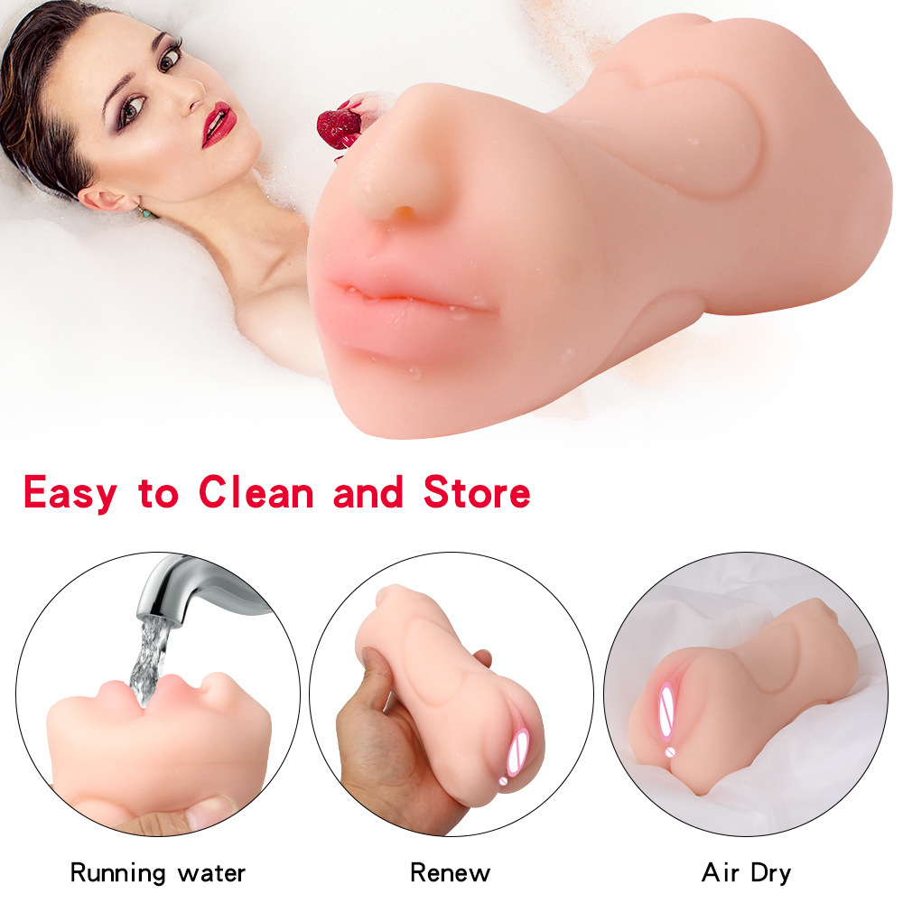 Vagina Sex Toy For Men Masturbator Cup Sex Product Love Doll 3 In 1 Silicone Mouth Anal Vegina For Men Sex Masturbation Male Pocket Pussy Fit for Penis Exercise