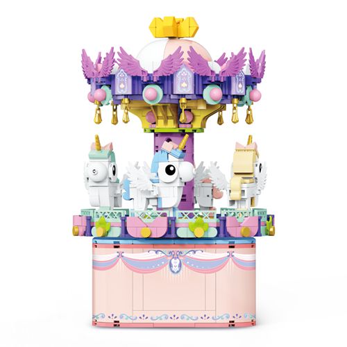 Creative Music Box Building Blocks Amusement Park DIY Carousel Music Box Bricks Toys Gifts for Girls
