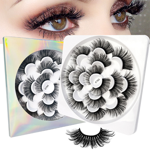 False Eyelashes Mink Eye Lashes 7 Pairs Extension Makeup Tools Long Wispy Fluffy Thick Natural Curling Party Look