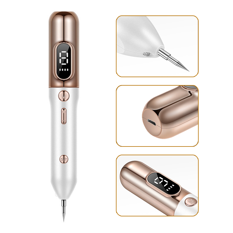 (White) Electric Laser Plasma Pen Mole Removal Dark Spot Remover Skin Wart Tag Remover Multi Speed Level Adjustable Skin Care Home Use USB Charging.
