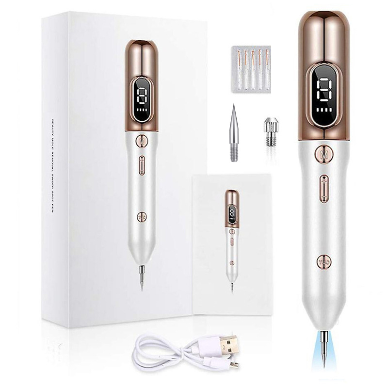 (White) Electric Laser Plasma Pen Mole Removal Dark Spot Remover Skin Wart Tag Remover Multi Speed Level Adjustable Skin Care Home Use USB Charging.