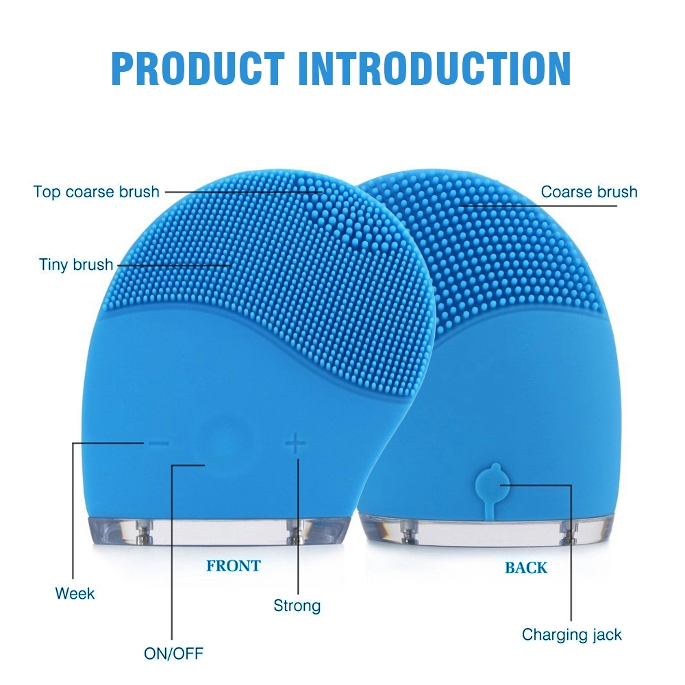 Sonic Electric Face Cleanser Massager Brush Silicone Facial Cleansing Brush Skin Care Pore Cleaning Portable USB Rechargeable Waterproof