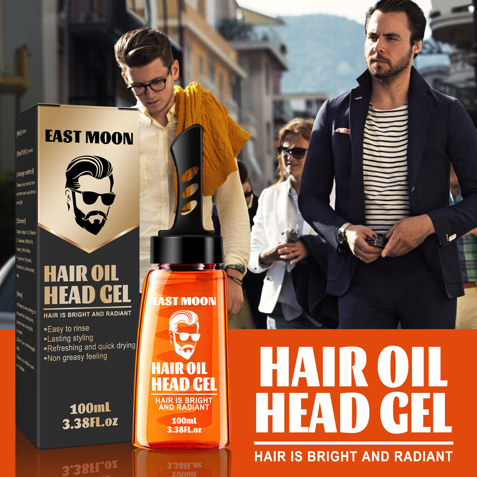 Hair Wax Gel with Comb Hair Styling Gel Hair Oil for Men Hair Styling Solution Long Lasting Strong Hold