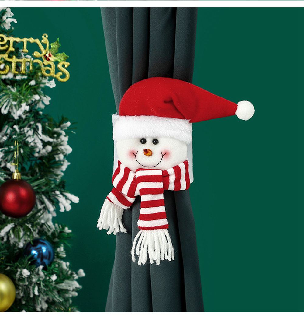 (1PCS Santa Claus) Christmas Curtain Tiebacks, Cute Christmas Curtain Buckle Ties Cartoon Santa Claus Snowman Elk Doll Christmas Curtain Decorations for Indoor Living Room Windows