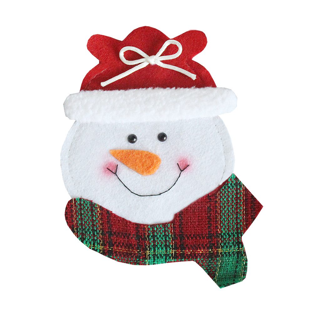 (Santa Claus) XMAS Novelty Decorations 3pcs set Kitchen Cutlery Suit Silverware Holders Pockets Knifes Forks Bag Snowman Shaped Christmas Party Decoration