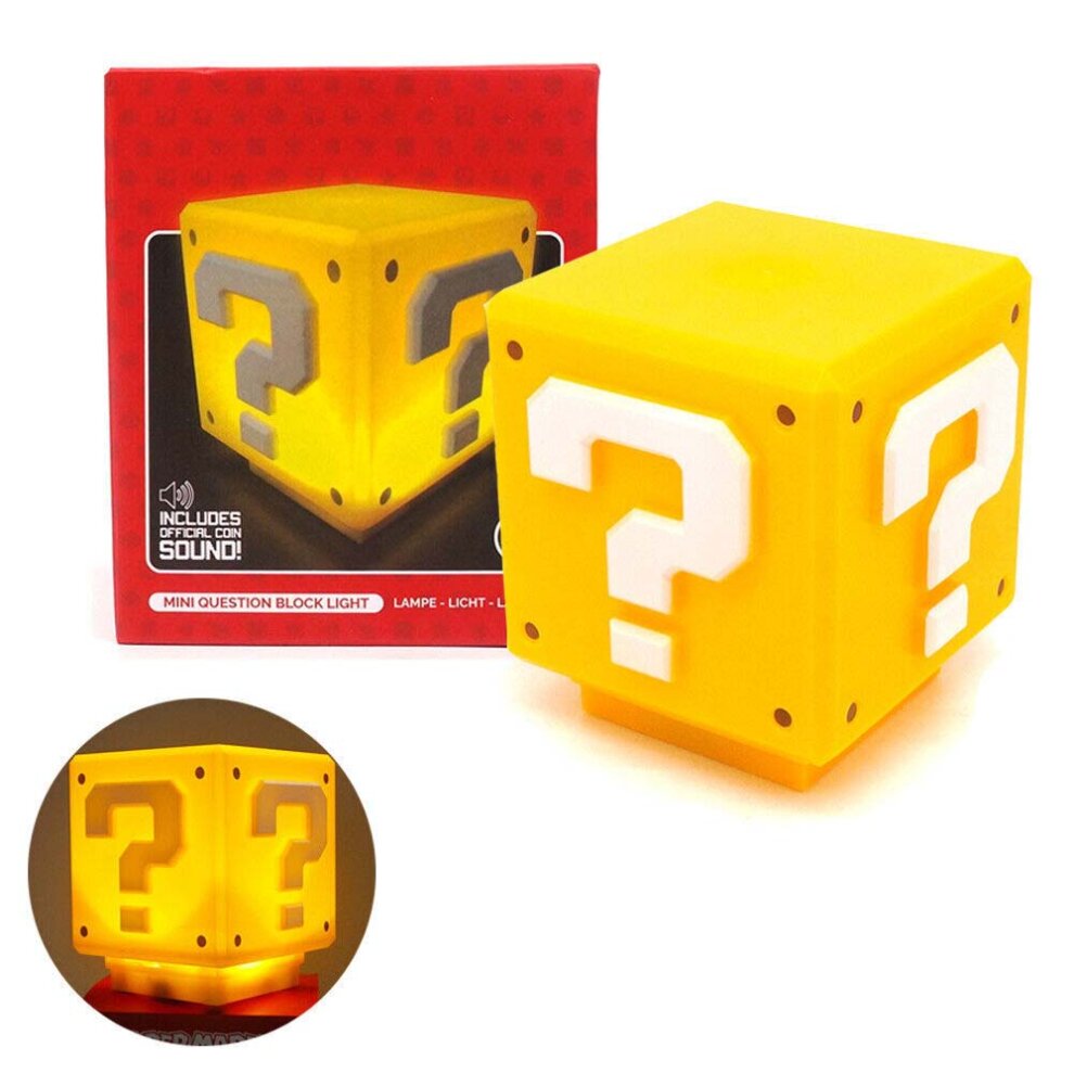 Super Mario Question Block LED Night Light with USB Rechargeable Sound Lamp